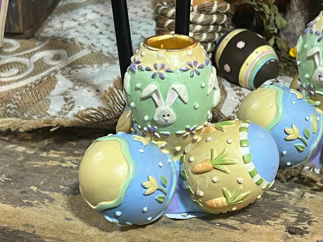 Easter - Easter Egg Taper Candle Holder Pair