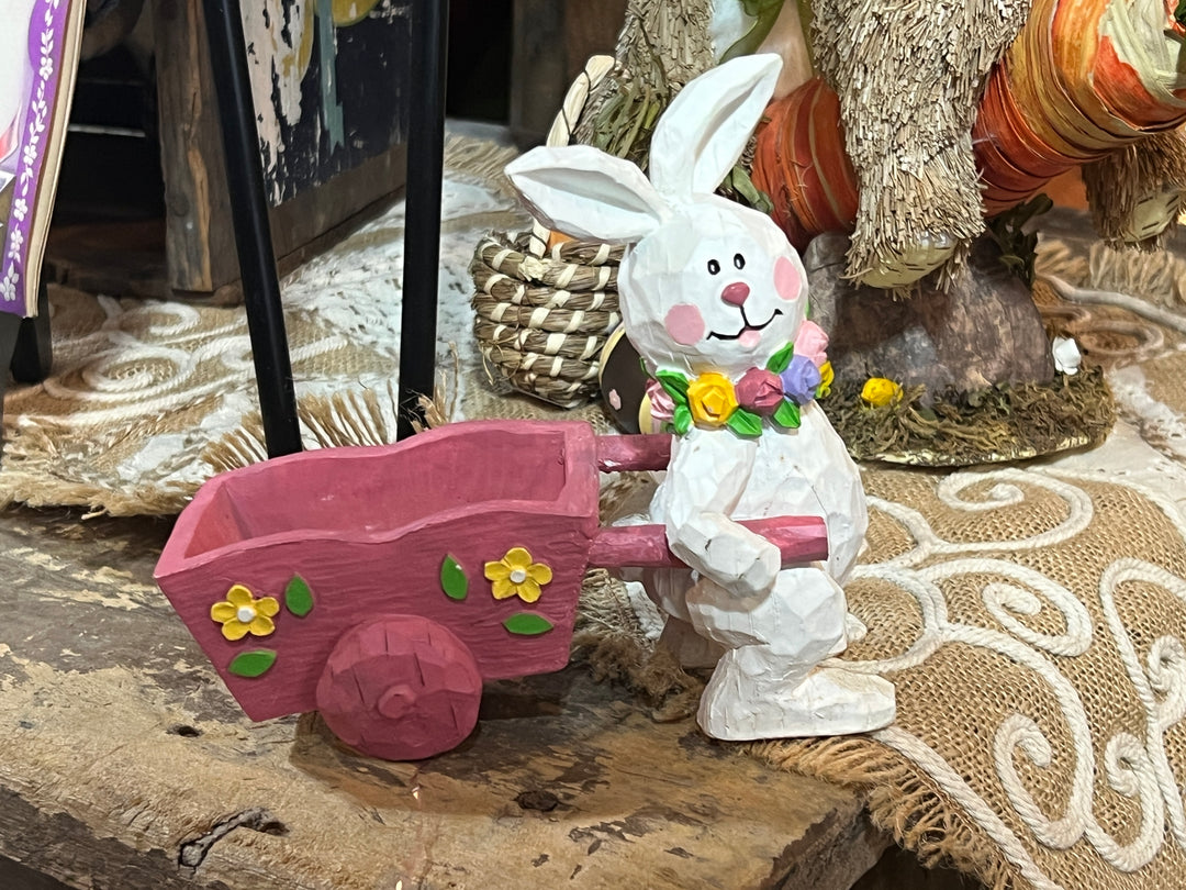 Easter - Bunny with Wheelbarrow Figurine