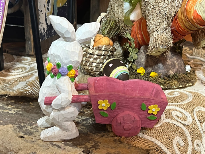 Easter - Bunny with Wheelbarrow Figurine