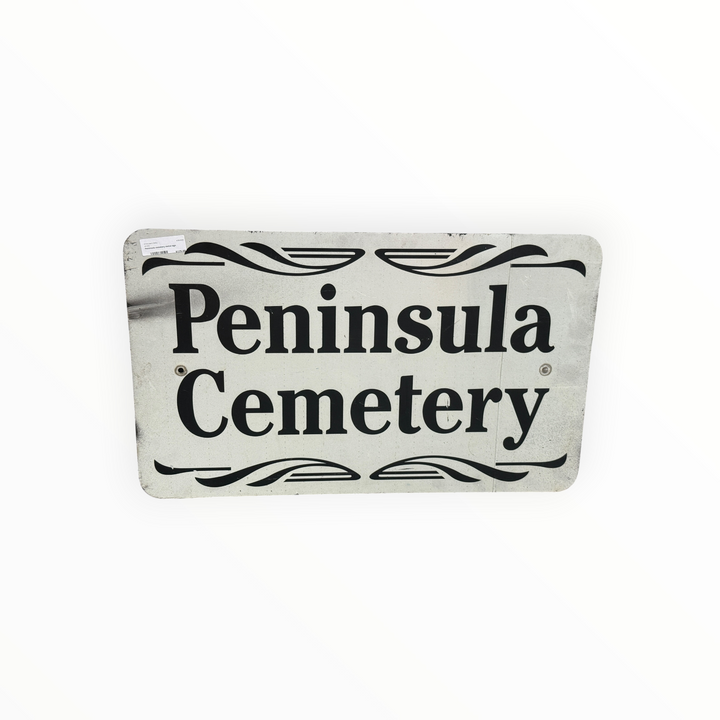 Vintage Metal Cemetery Sign - Peninsula Cemetery