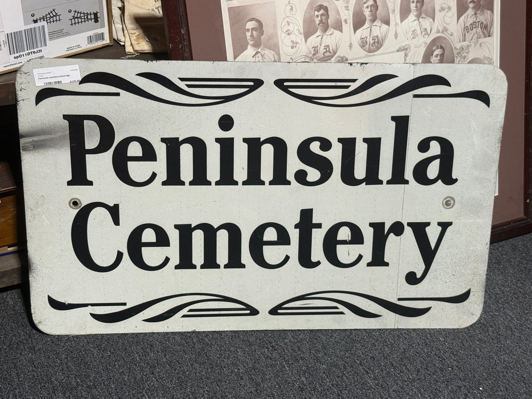 Vintage Metal Cemetery Sign - Peninsula Cemetery