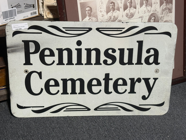 Vintage Metal Cemetery Sign - Peninsula Cemetery