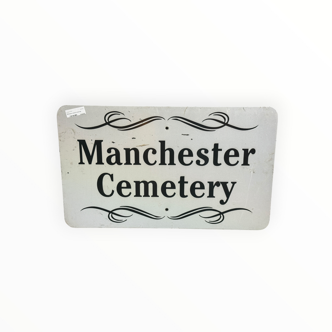 Vintage Metal Cemetery Sign - Manchester Cemetery