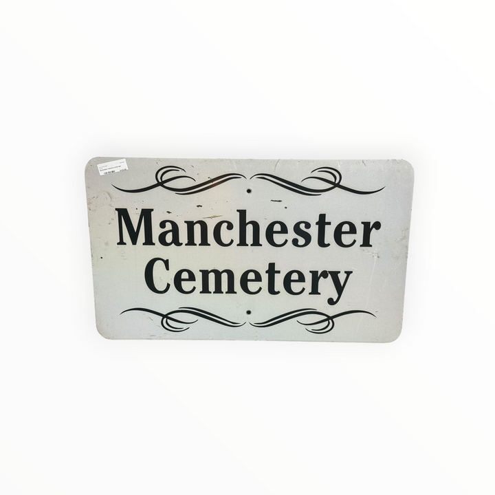 Vintage Metal Cemetery Sign - Manchester Cemetery