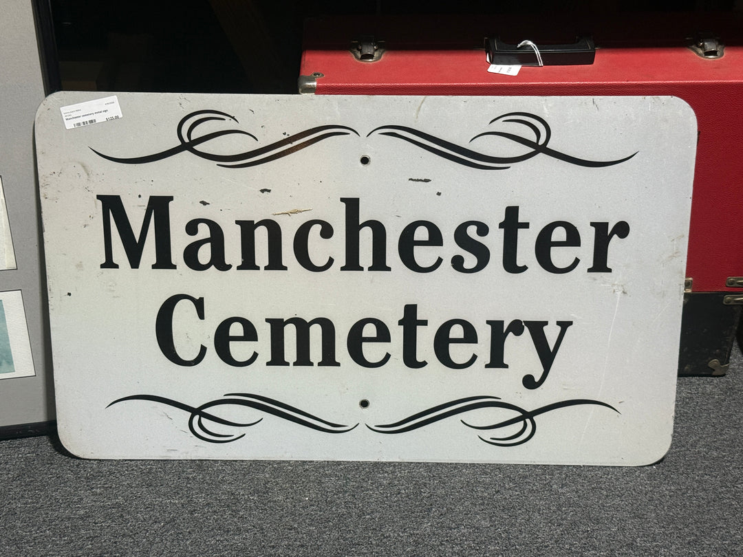 Vintage Metal Cemetery Sign - Manchester Cemetery