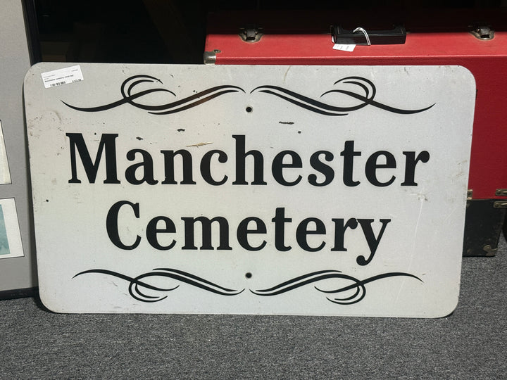 Vintage Metal Cemetery Sign - Manchester Cemetery