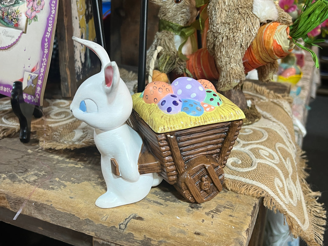 Easter - Ceramic Bunny With Wagon