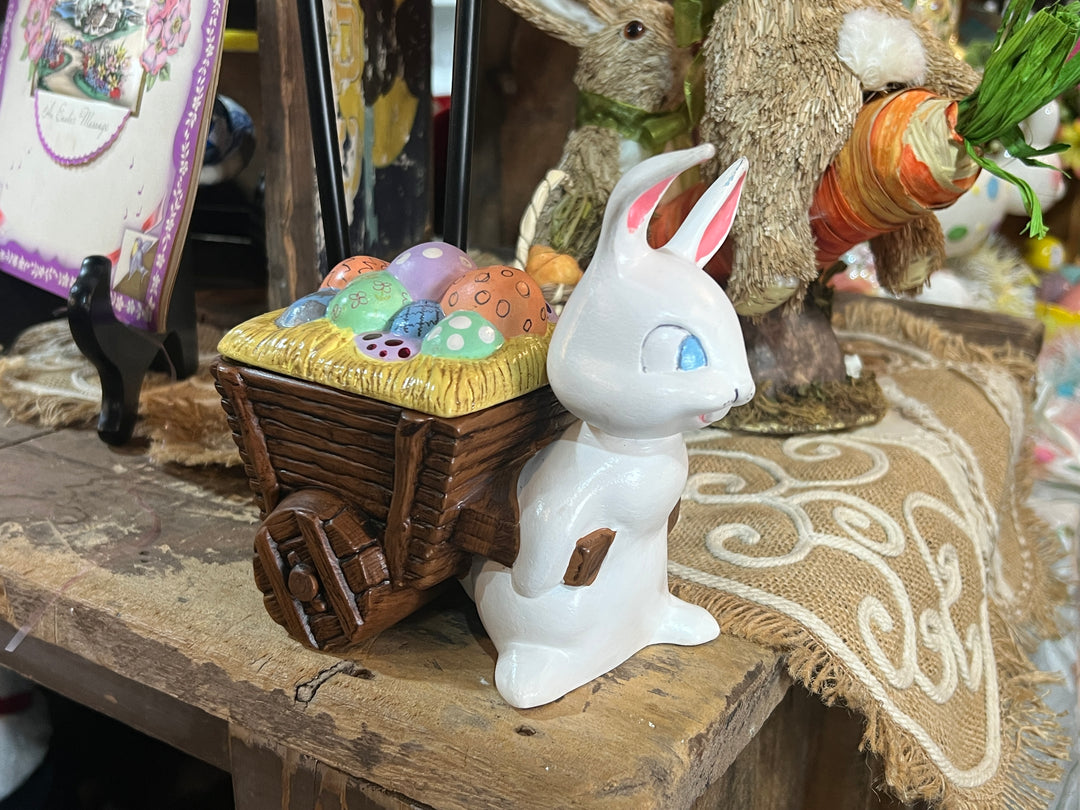 Easter - Ceramic Bunny With Wagon