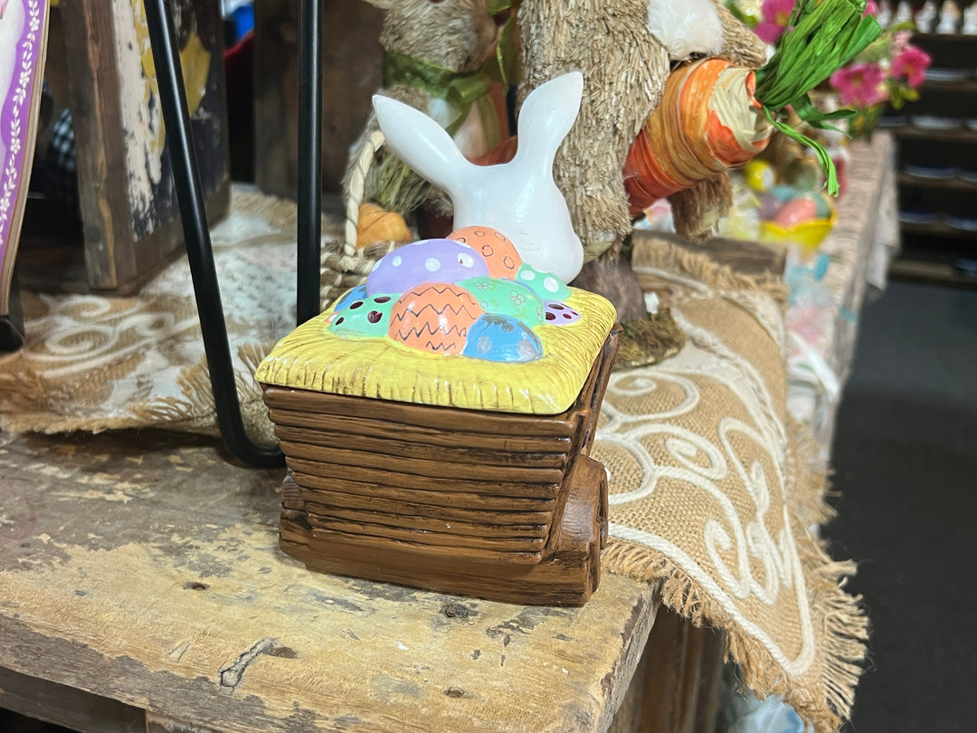 Easter - Ceramic Bunny With Wagon