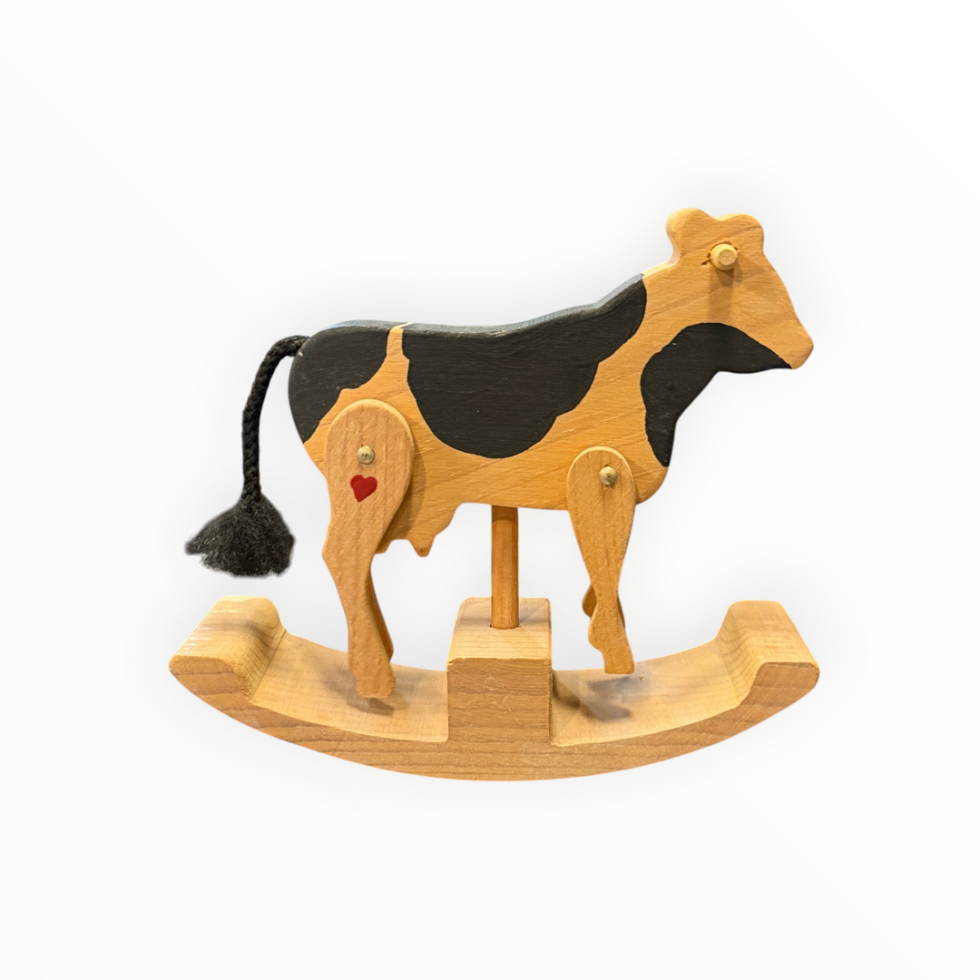 John J. Hart Wooden Rocking Dairy Cow Figurine