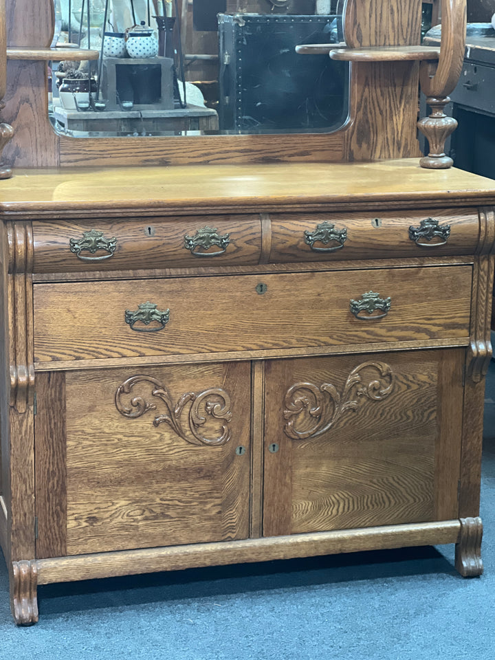 Antique Sideboard Cabinet with Mirror  PICKUP ONLY