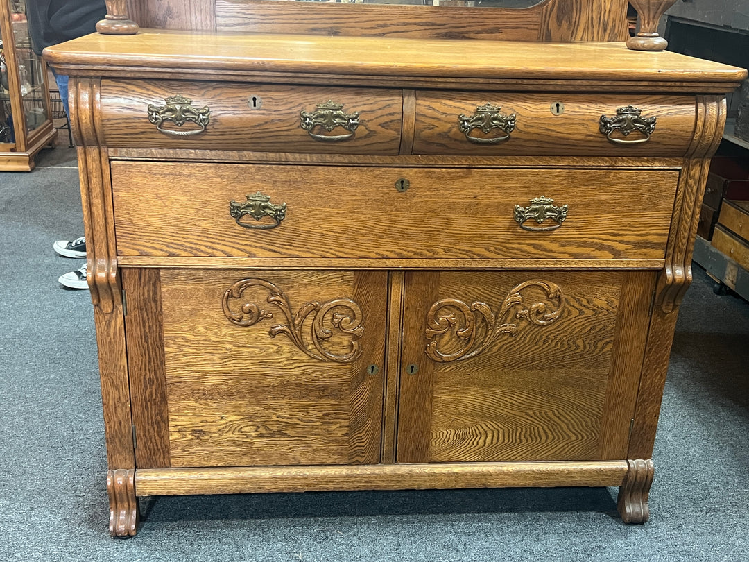 Antique Sideboard Cabinet with Mirror  PICKUP ONLY