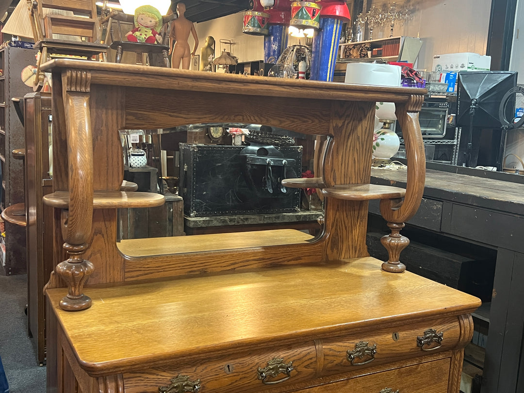 Antique Sideboard Cabinet with Mirror  PICKUP ONLY