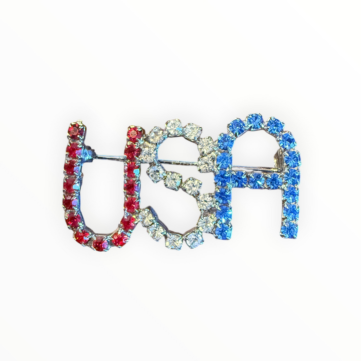 Brooch = Vintage USA Rhinestone Brooch: Patriotic Jewelry Pin