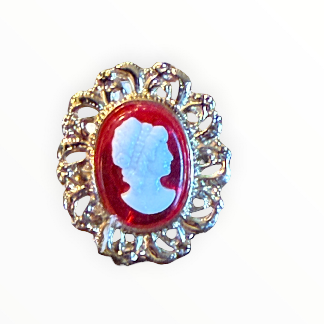 Brooch - Vintage Gold-tone Filigree Cameo Brooch