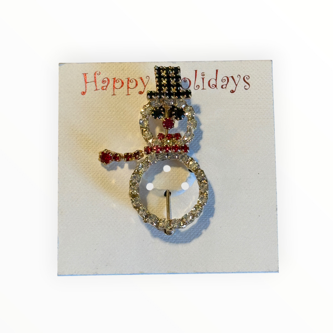 Brooch - Costume Rhinestone Snowman