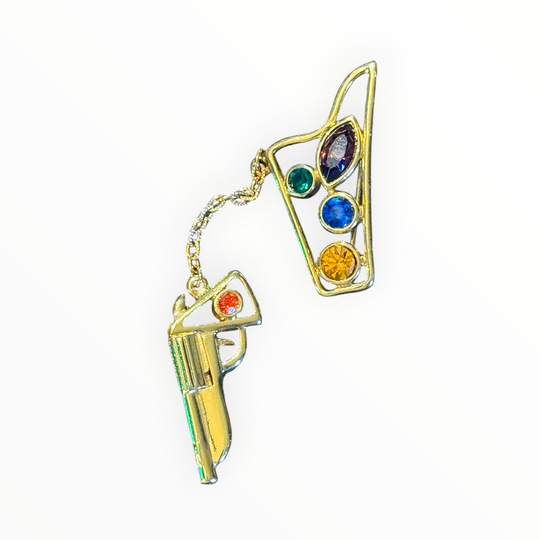 Brooch - Gold-tone Cowboy Gun / Holster Brooch