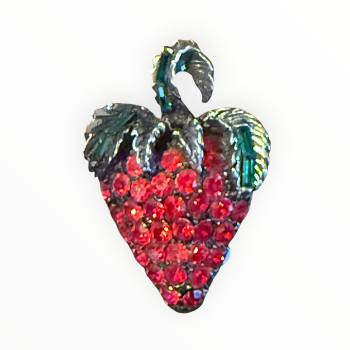 Brooch - PELL Strawberry Fruit Red Rhinestone Brooch Pin