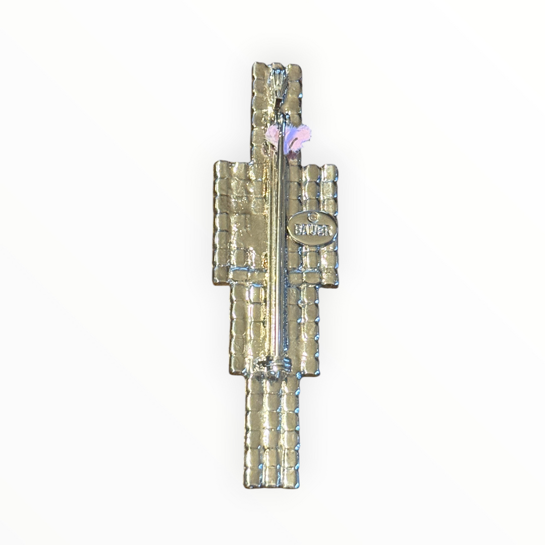 Brooch - Vintage Dorothy Bauer Rhinestone Soldier Brooch Silver Tone