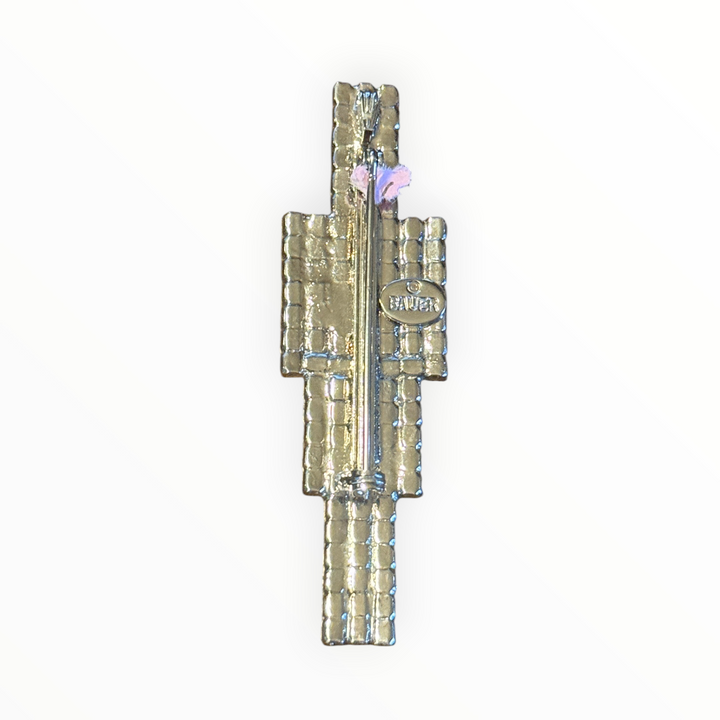 Brooch - Vintage Dorothy Bauer Rhinestone Soldier Brooch Silver Tone