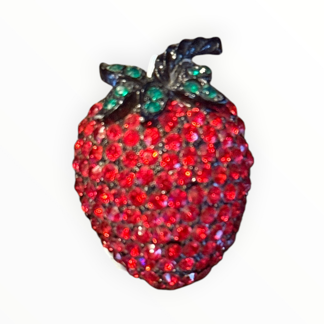 Brooch - Weiss Red Rhinestone Japanned Strawberry Brooch