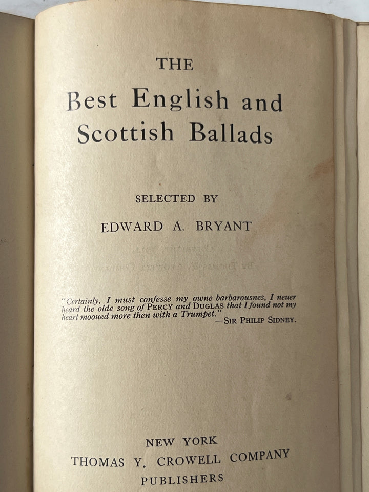 Book -  The Best English and Scottish Ballads selected by Edward A Bryant