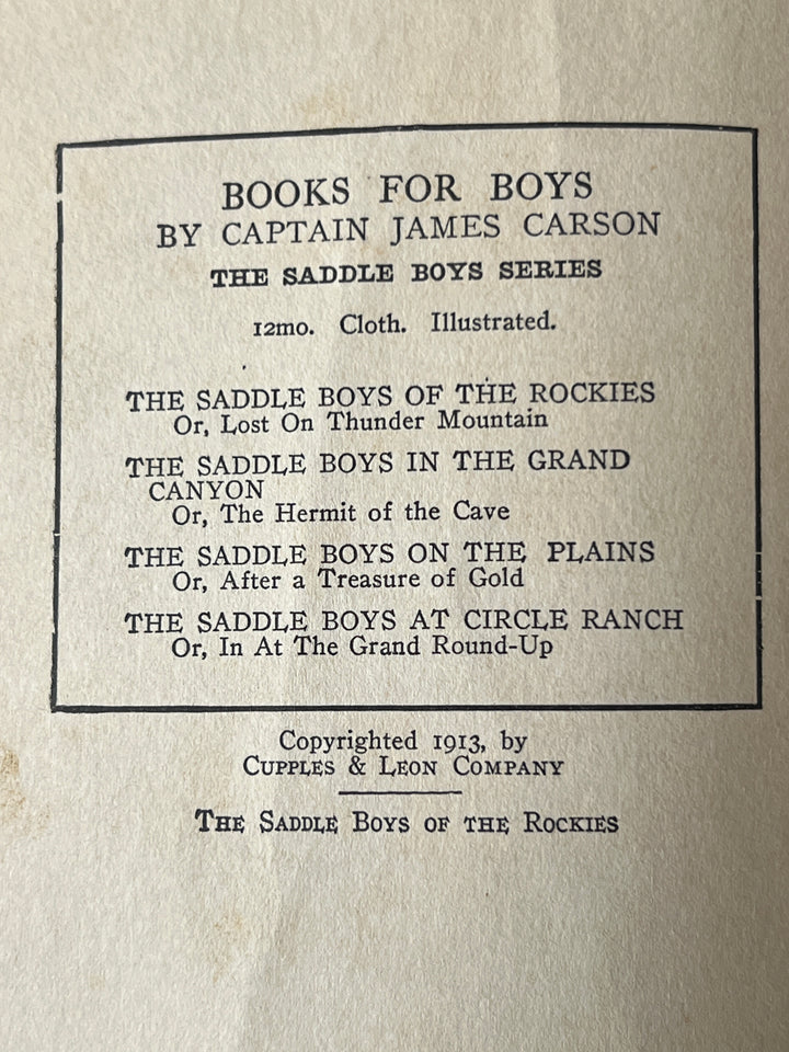 Book -  The Saddle Boys Of the Rockies Captain James Carson