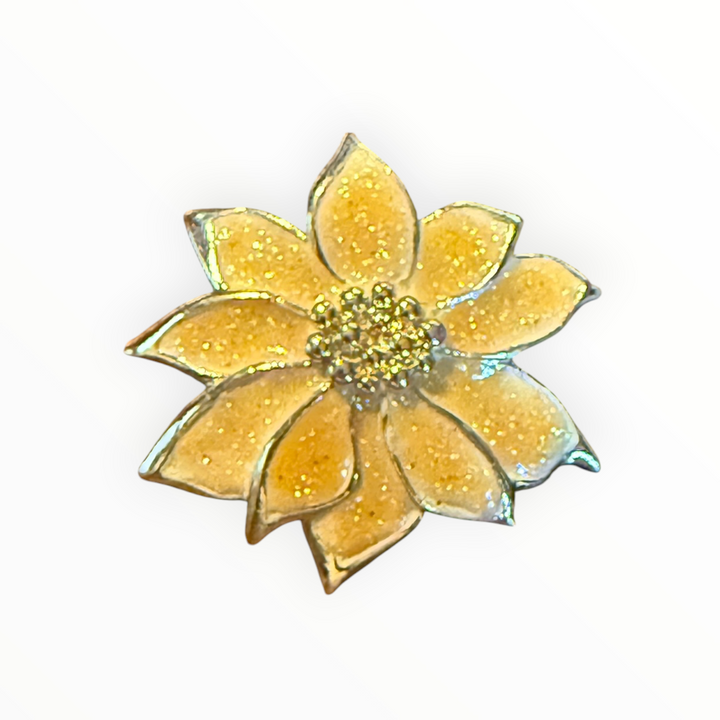 Brooch - Avon Gold Tone Orange Sparkle Enamel Flower Brooch