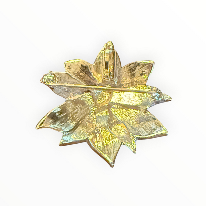 Brooch - Avon Gold Tone Orange Sparkle Enamel Flower Brooch