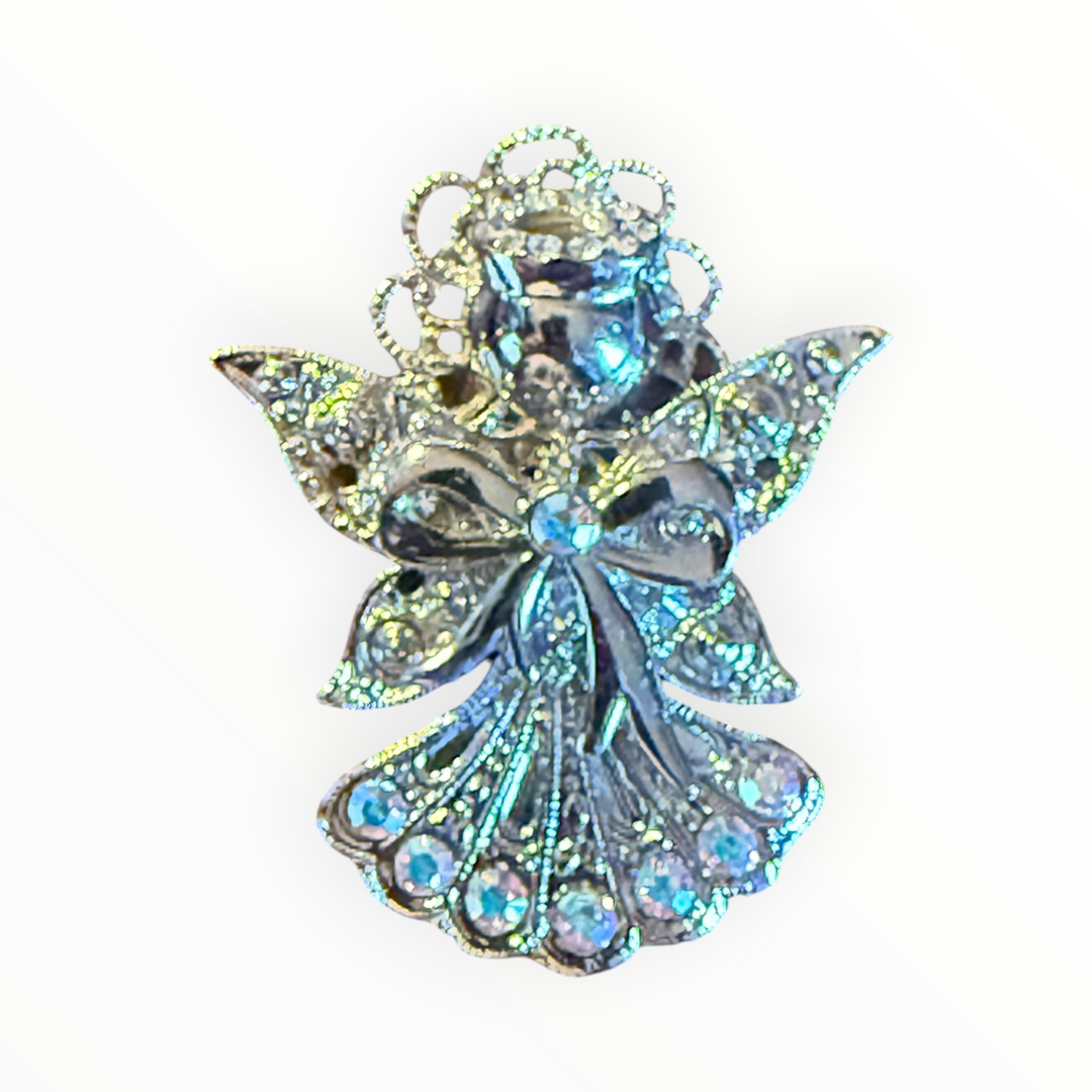 Brooch - Crystal Angel Brooch Pin with Large Wings