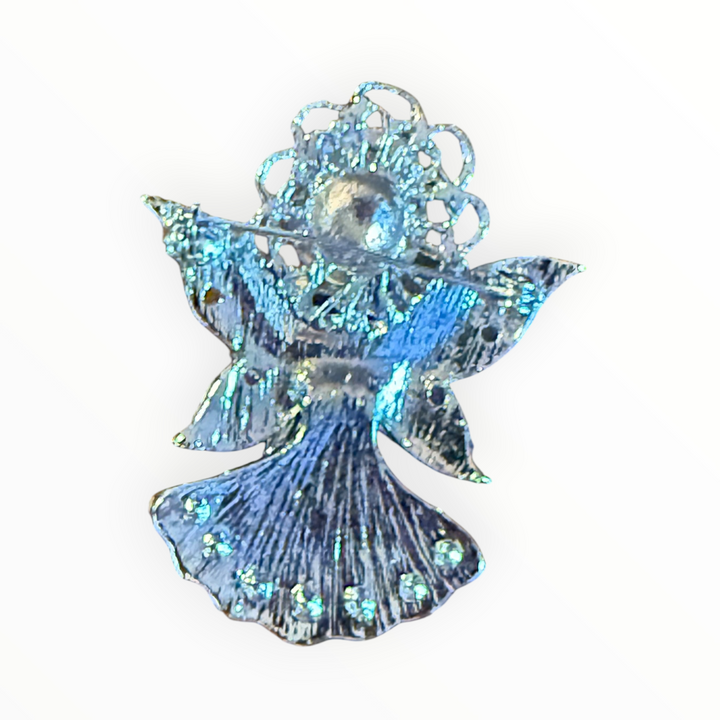 Brooch - Crystal Angel Brooch Pin with Large Wings