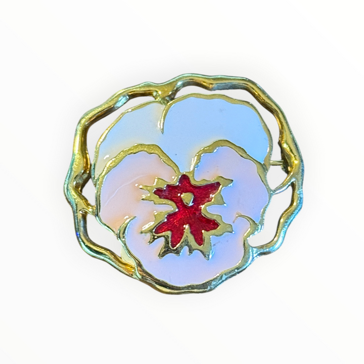 Brooch -  Avon "Full Bloom" Gold-tone and Enamel Pansy Brooch