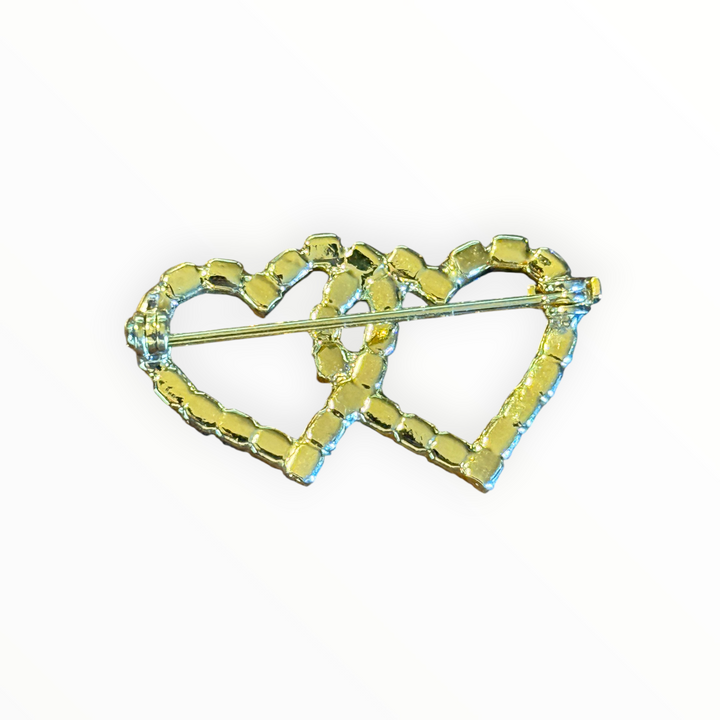 Brooch -  Vintage Gold-tone Interlocking Double Heart Brooch