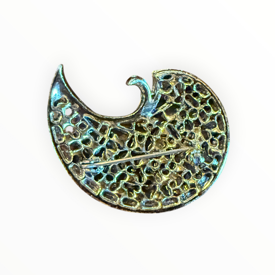 Brooch -  Vintage Crescent Purple Rhinestone Brooch