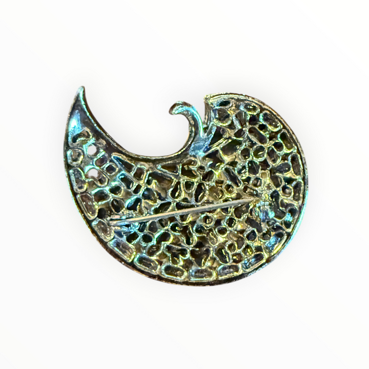 Brooch -  Vintage Crescent Purple Rhinestone Brooch