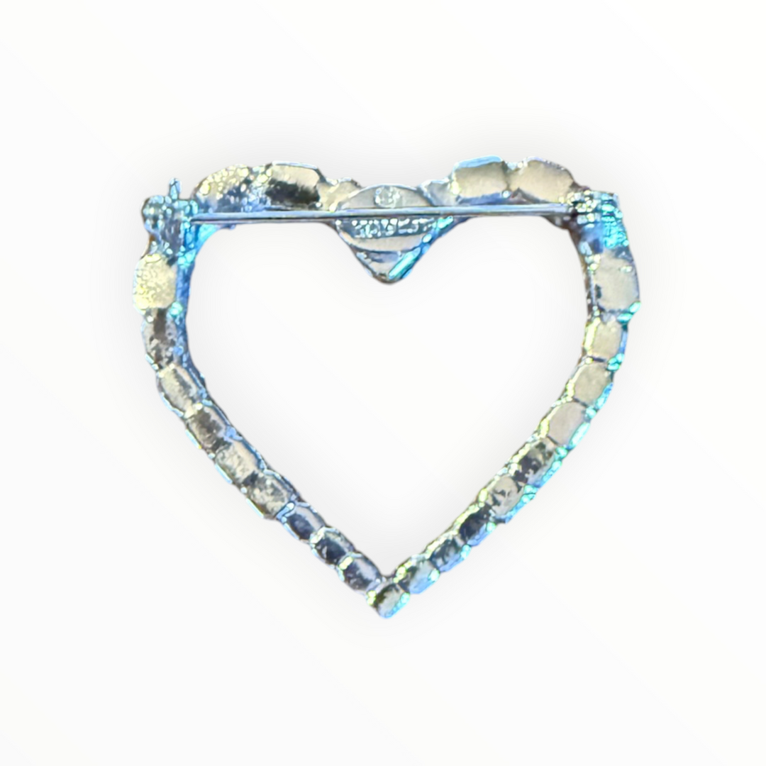 Brooch -  Vintage Signed Dorothy Bauer Rhinestone Heart Brooch Pin