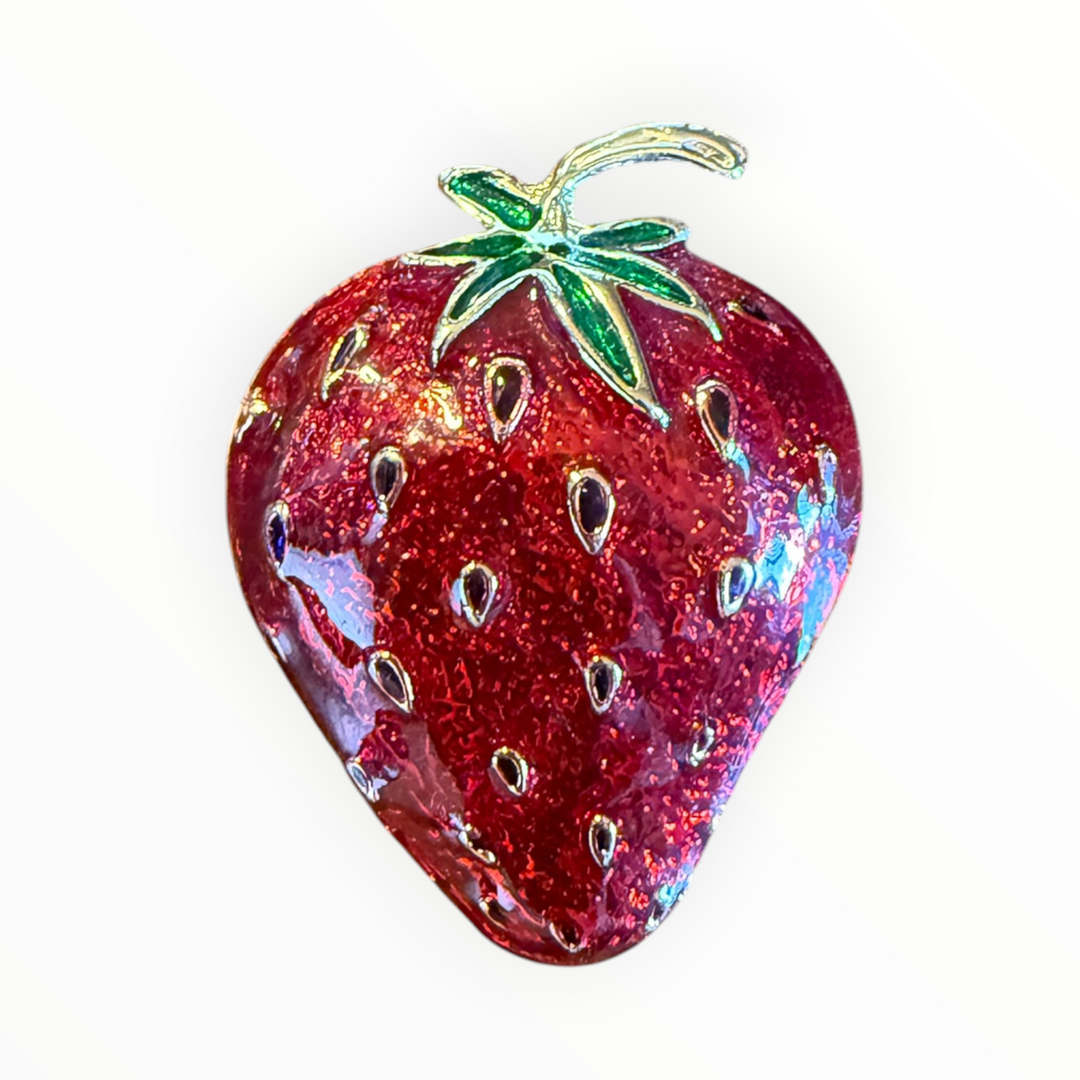 Brooch -  Enamel Vintage Strawberry Brooch Gold Tone