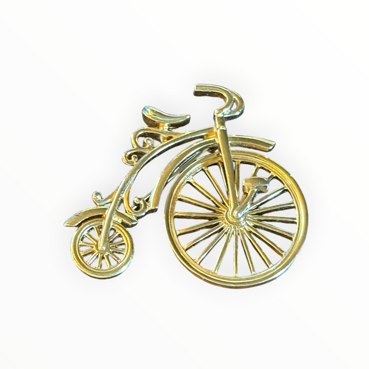 Brooch - Vintage Gold Tone Metal Articulated Bicycle Brooch