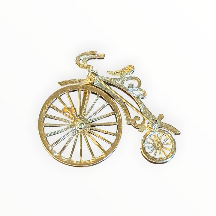 Brooch - Vintage Gold Tone Metal Articulated Bicycle Brooch