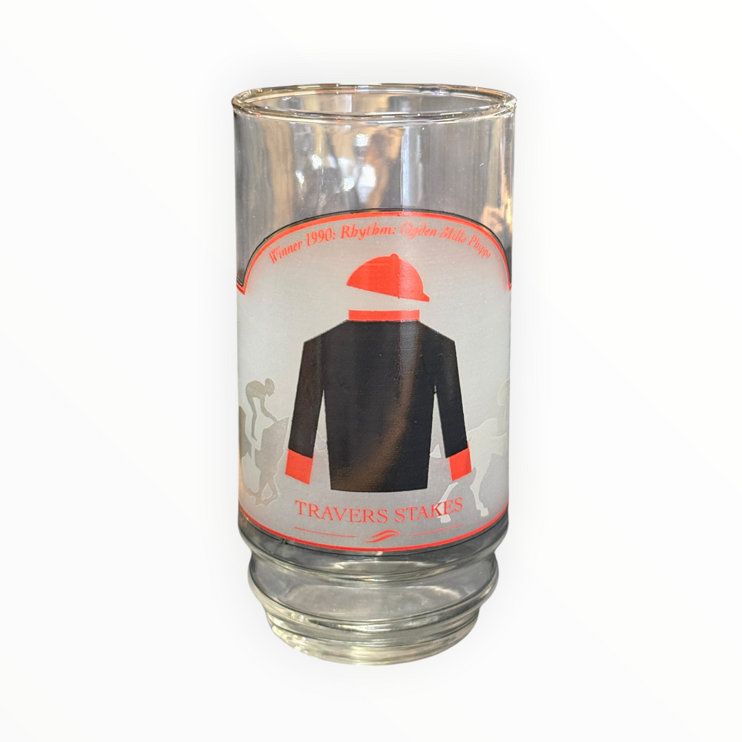 1990 Travers Stakes Racing Souvenir Drinking Glass Saratoga