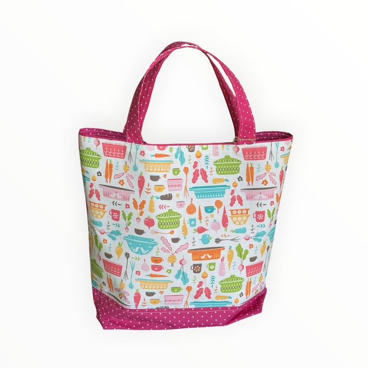 Vintage Stitches Tote Bag - Retro Pyrex