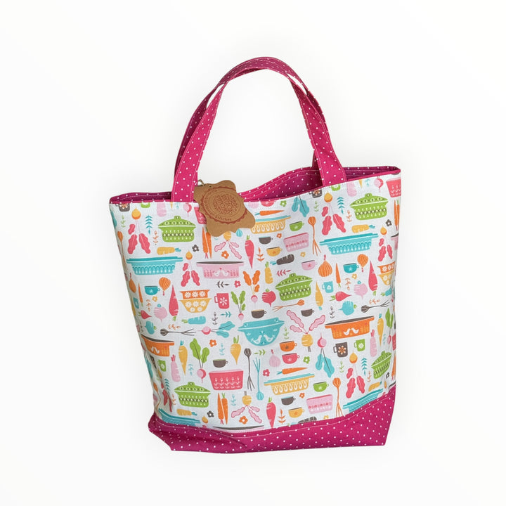 Vintage Stitches Tote Bag - Retro Pyrex