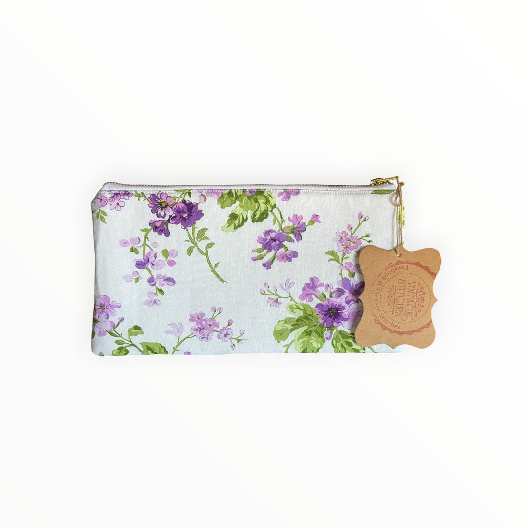 Vintage Stitches Zippered Pouch - Floral 