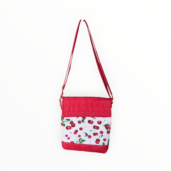 Vintage Stitches Crossbody  - Cherries on White