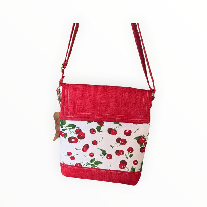 Vintage Stitches Crossbody  - Cherries on White