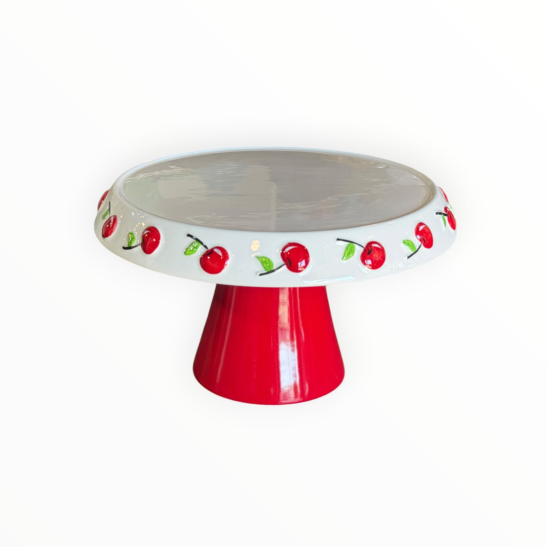 Terramoto Ceramic Cake Pedestal - Cherries