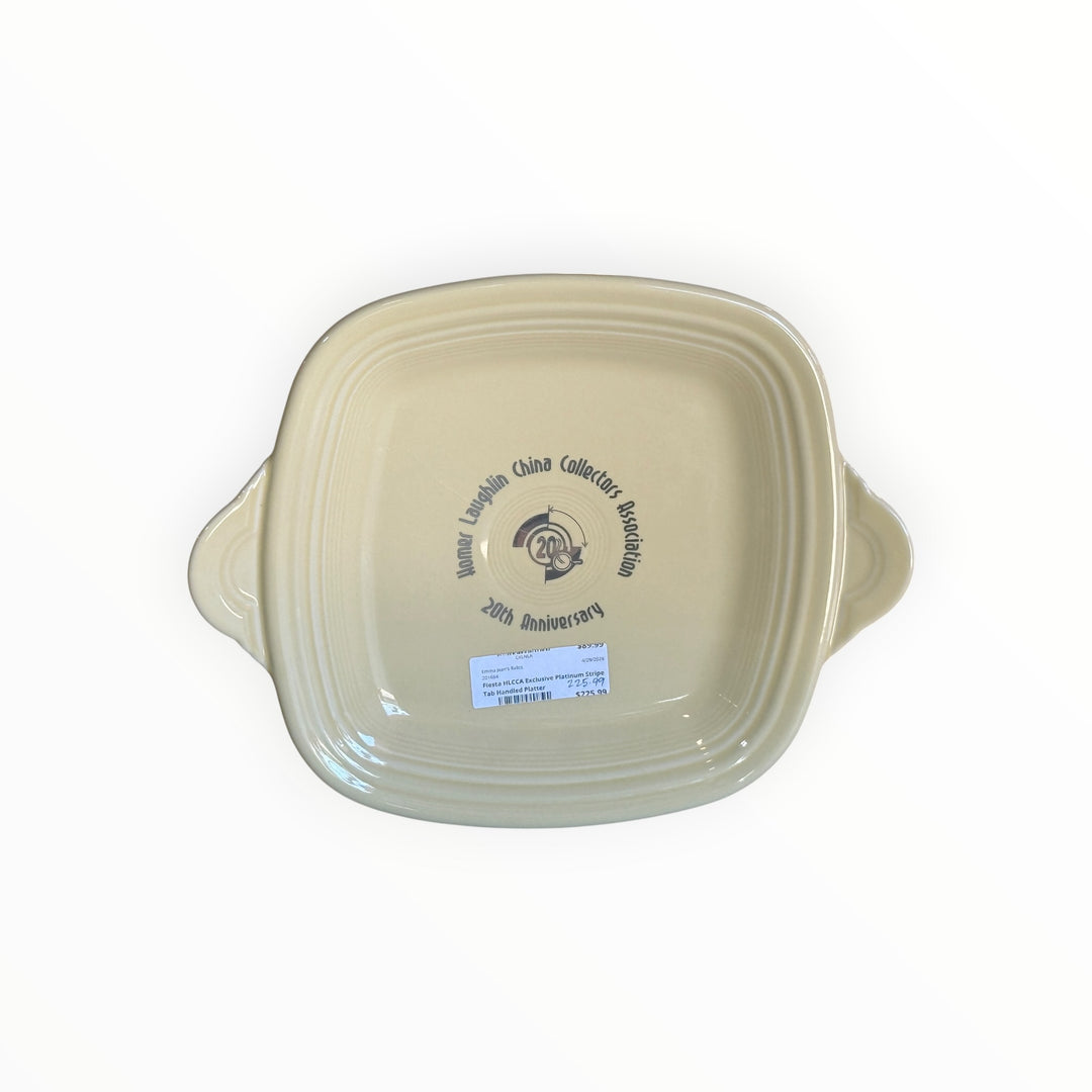 Fiestaware HLCCA Exclusive Platinum Stripe Tab Handled Platter
