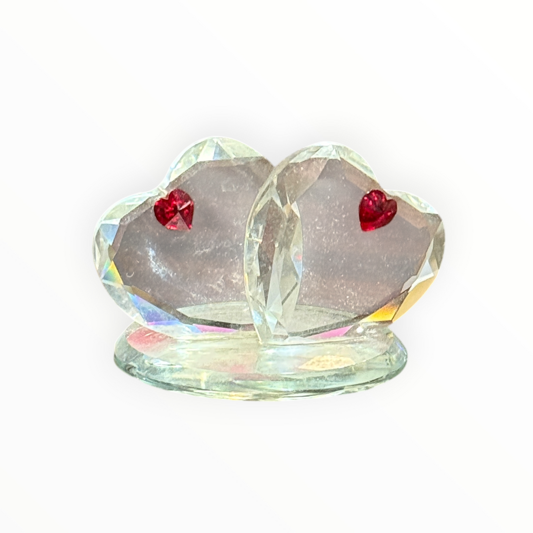 Swarovski Crystal Double Heart Small Figurine 2"