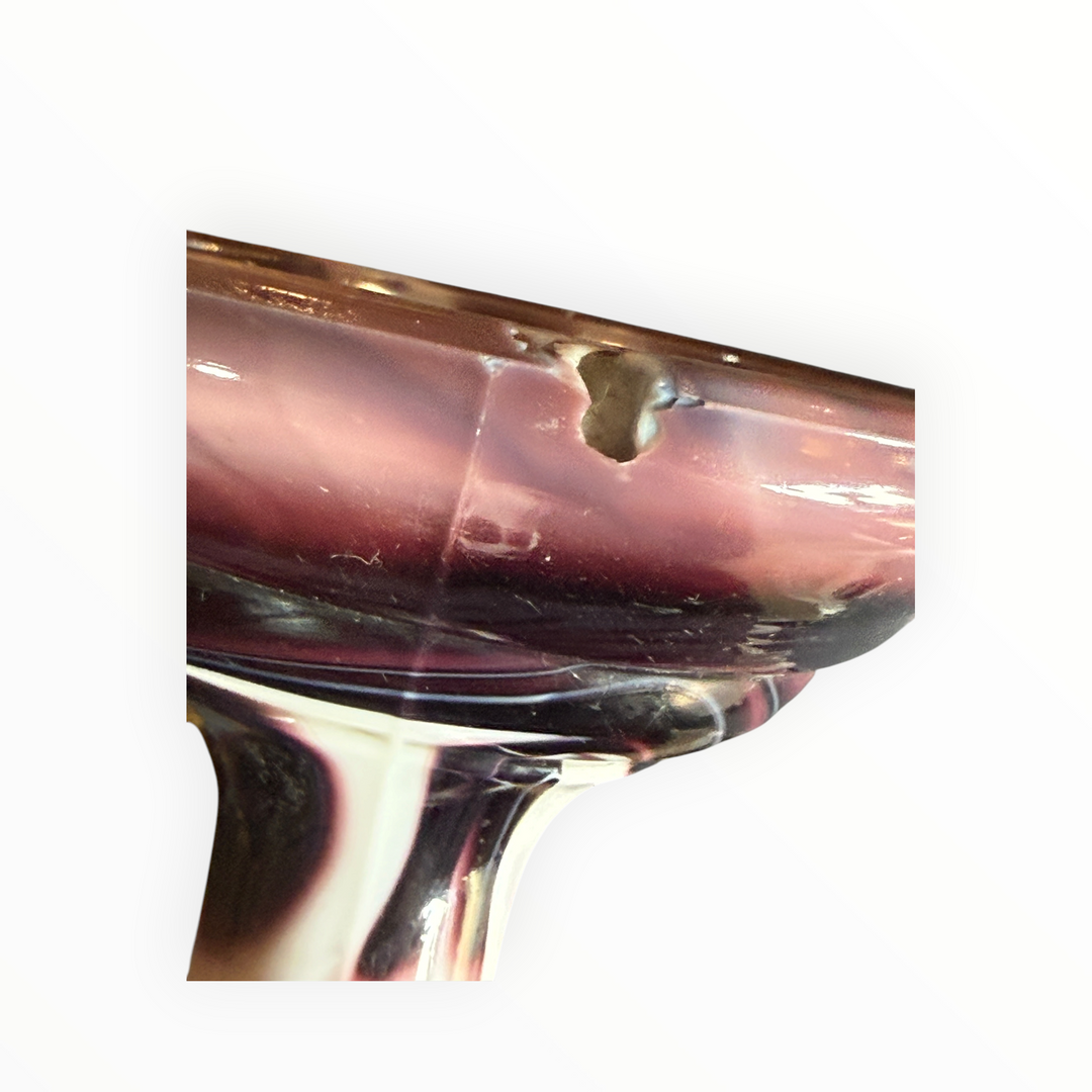 Vintage Slag Glass Cake Stand - Purple &amp; White Marbleized Swirl