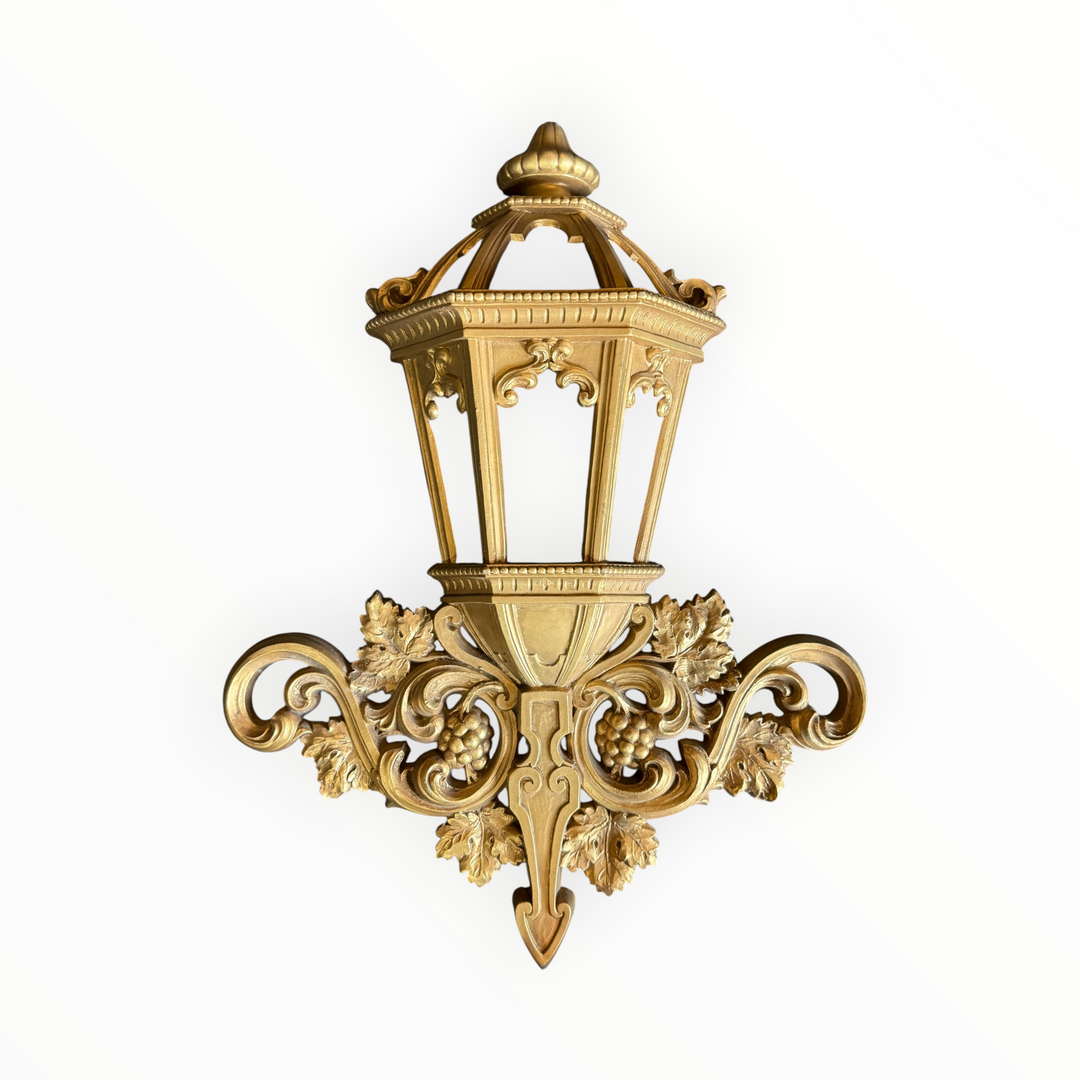 Vintage Homco Hollywood Regency Gold Wall Lantern